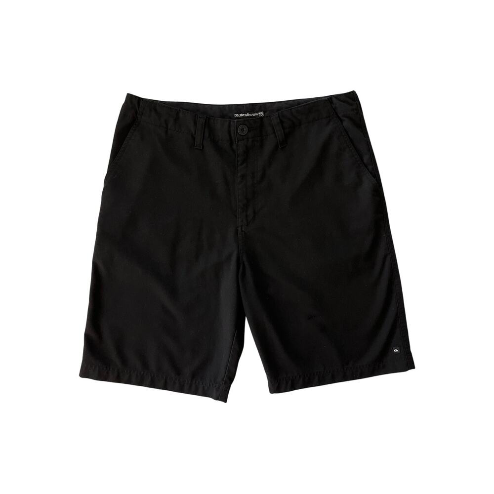 Quiksilver Black Boardshorts Mens Size 34 Embroidered Pockets Skater Bermuda Y2K